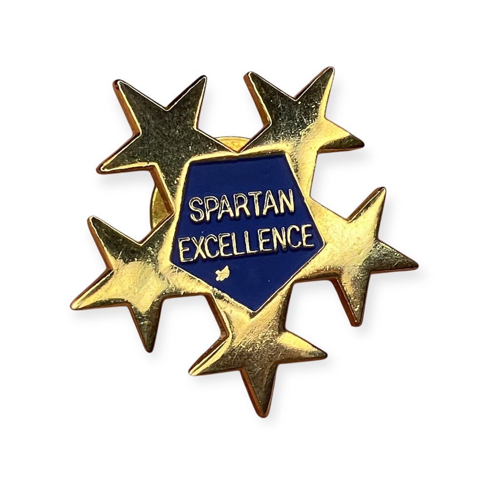 Spartan Excellence Gold Star Achievement Pin Award Recognition Lapel Brooch